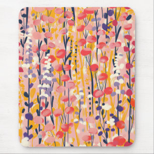 Tapis De Souris Jardin botanique floral abstrait de fleurs sauvage