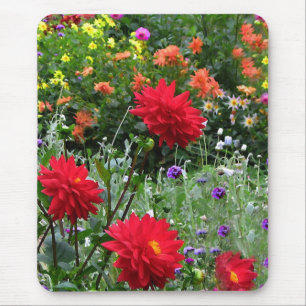 Tapis De Souris Jardin d'agrément coloré Mousepad de dahlia