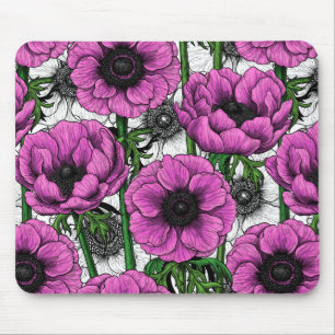 Tapis De Souris Jardin d'anémone rose