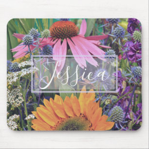 Tapis De Souris Jardin de fleurs d'été coloré personnalisé