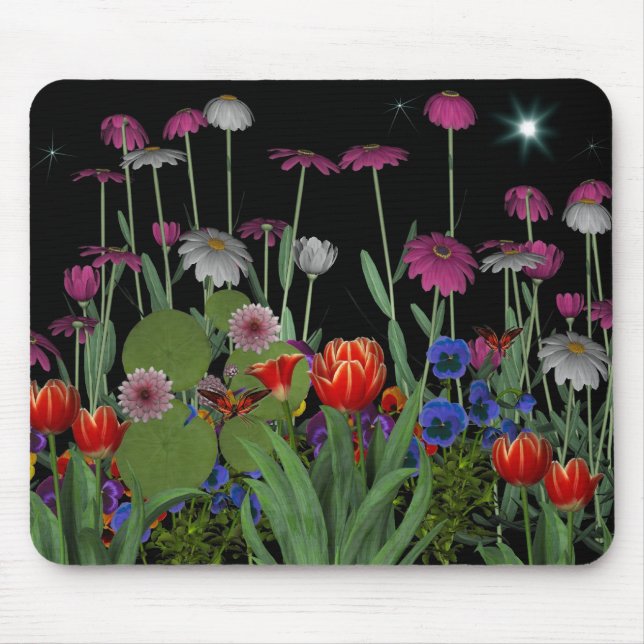 Tapis de souris Jardin de fleurs nocturnes (Devant)