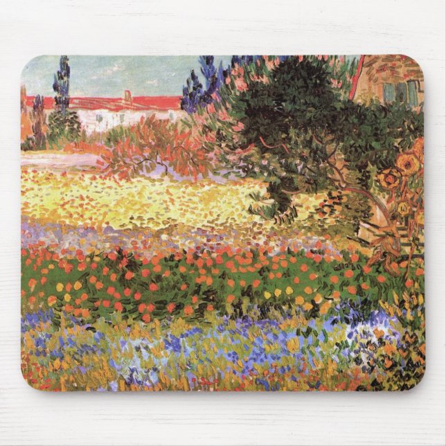 Tapis De Souris Jardin de fleurs par Vincent van Gogh (Devant)