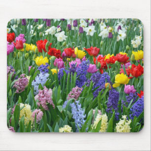 Tapis De Souris Jardin de fleurs printanières colorées