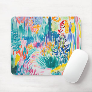 Tapis De Souris Jardin de fleurs sauvages abstrait boho