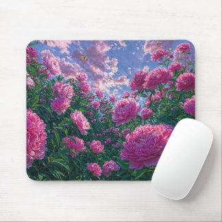 Tapis De Souris Jardin de pivoines roses rêveur Art