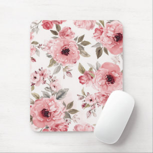 Tapis De Souris Jardin de roses rose aquarelle floral botanique ro