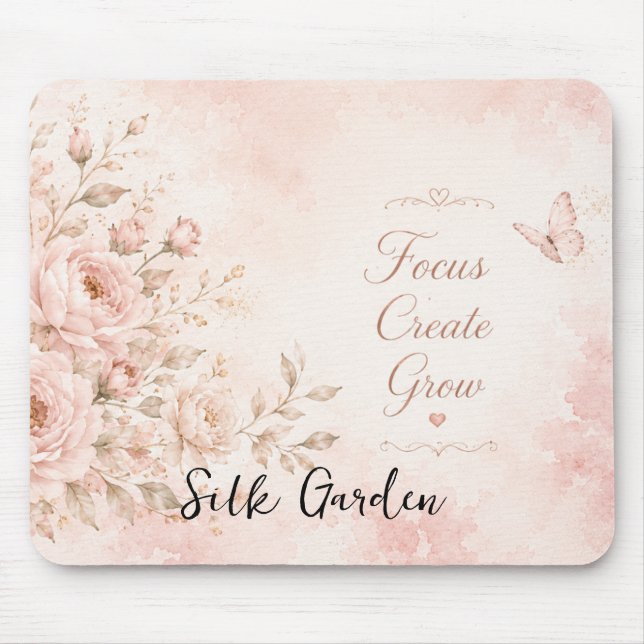 Tapis de souris Jardin de soie rose (Devant)