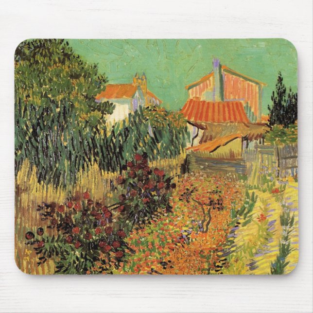 Tapis De Souris Jardin derrière une maison par Vincent van Gogh (Devant)