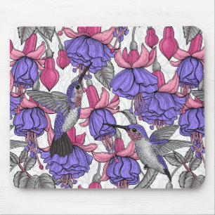 Tapis De Souris Jardin des colibris en rose et rose