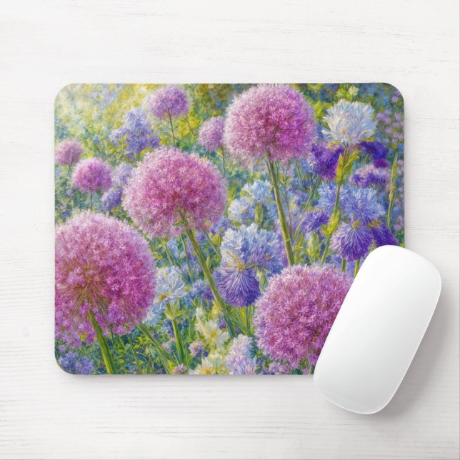 Tapis De Souris Jardin d'été d'Allium et d'Iris (Avec souris)