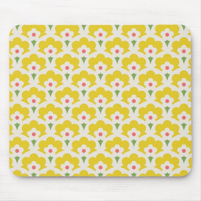Tapis De Souris Jardin Fleur Jaune Retro Motif (Devant)