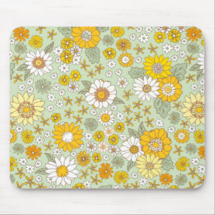 Tapis De Souris Jardin Floral Jaune Motif