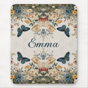 Tapis De Souris Jardin Floral Papillon Printanier Vintage