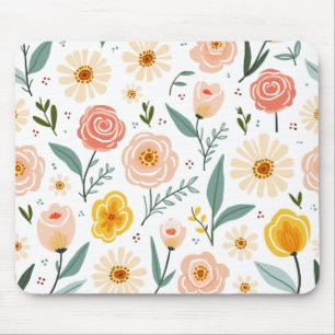Tapis De Souris Jardin Floral Pastel Graphisme Botanique