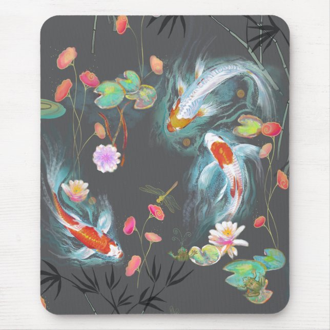 Tapis De Souris Jardin japonais de l'eau Charcoal Souris (Devant)