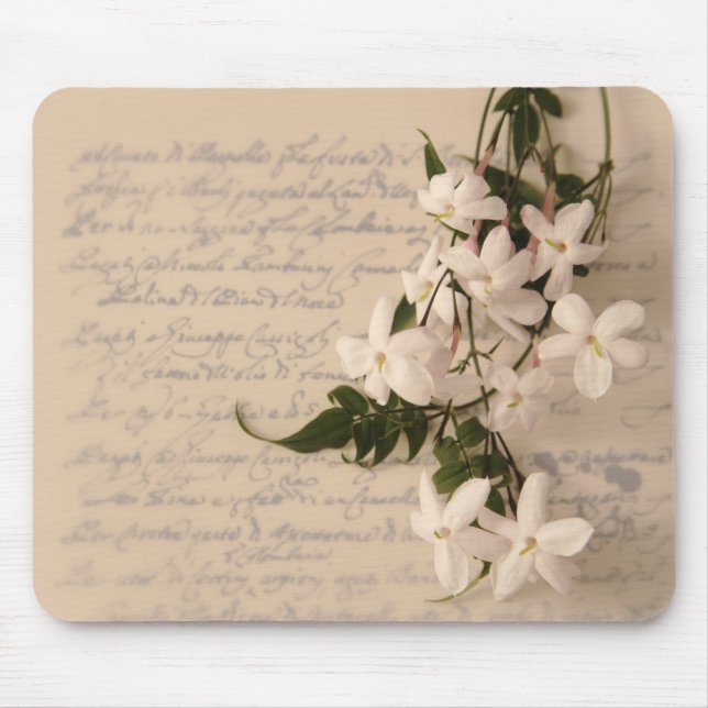 Tapis De Souris jasmine sur l'ancienne écriture manuscrite mousepa (Devant)