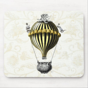 Tapis De Souris Jaune baroque de noir de ballon