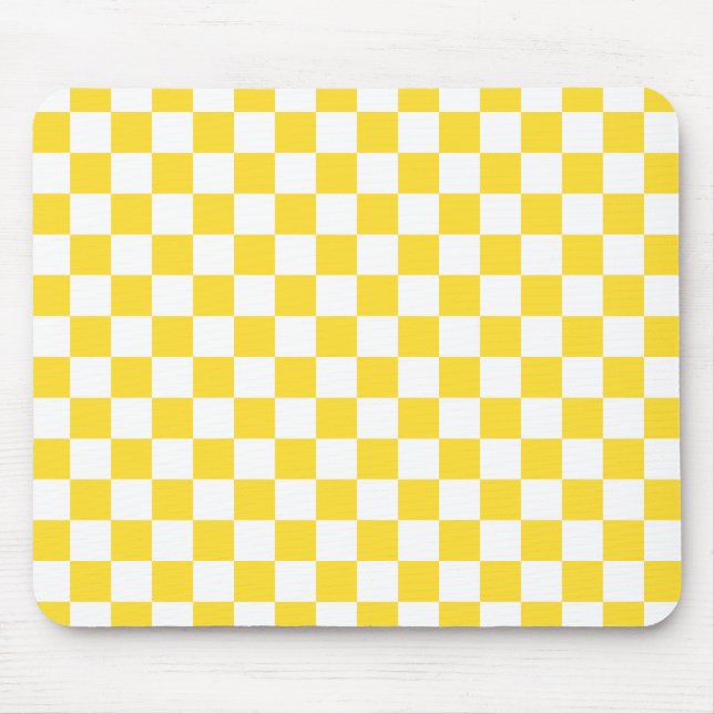Tapis De Souris Jaune blanc À damiers Motif de tableau de bord (Devant)