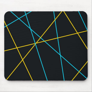 Tapis De Souris Jaune, Bleu, cool, tendance, urbain, lignes modern