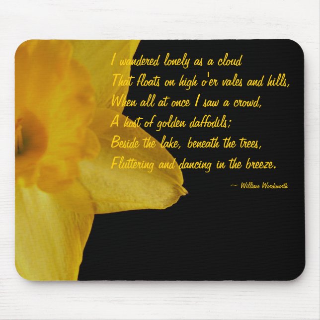 Tapis De Souris Jaune Daffodique; William Wordsworth Poem Pad (Devant)