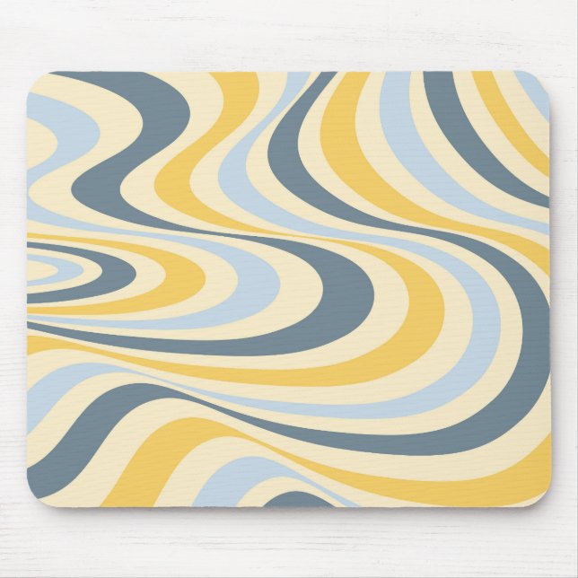 Tapis De Souris Jaune et bleu abstrait design tourbillon (Devant)