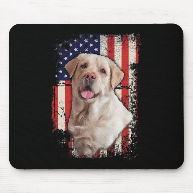 Tapis De Souris Jaune Labrador Labs Patriotique American Flag Chie (Devant)