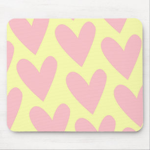 Tapis De Souris Jaune rose mignon Coeur simple Motif Y2K