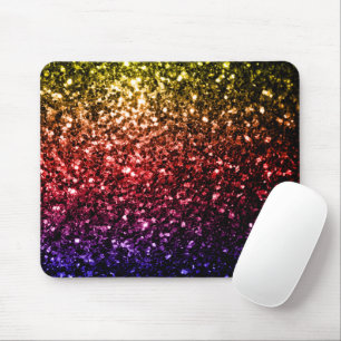 Tapis De Souris Jaune rouge violet faux paillettes scintillantes a