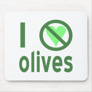Tapis De Souris Je déteste les olives (vertes)