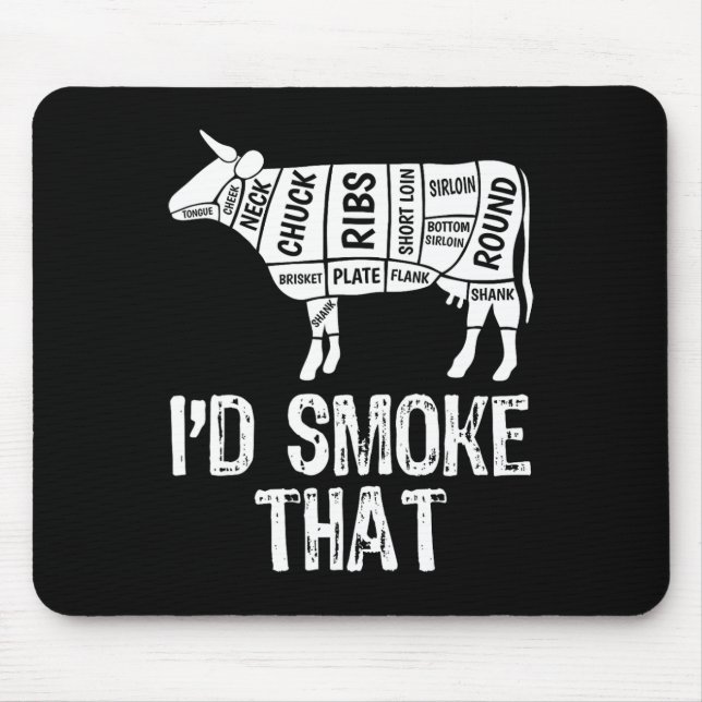 Tapis De Souris Je fumerais ce barbecue de vache Fumer Grillant M (Devant)