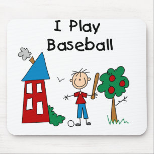 Tapis de Souris Je Joue au Baseball