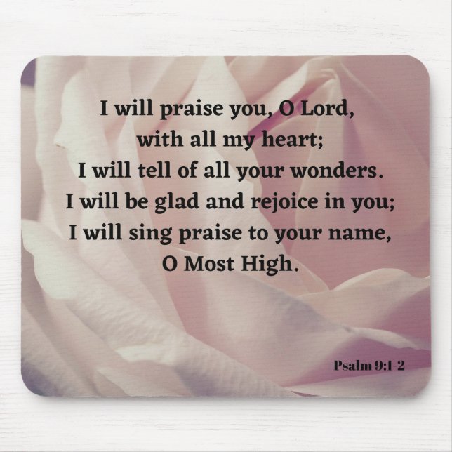 Tapis De Souris Je Louerai Dieu De Tout Mon Coeur Bible Verse (Devant)