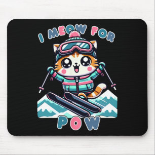 Tapis De Souris Je m'appelle pour Pow Drôle Kawaii Chat Ski Cool A