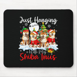 Tapis De Souris Je me suis accroché à mon Shiba Inus Xmas Trois Pè
