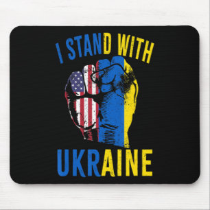 Tapis De Souris Je Me Tiens Avec L'Ukraine Drapeau Américain Souti