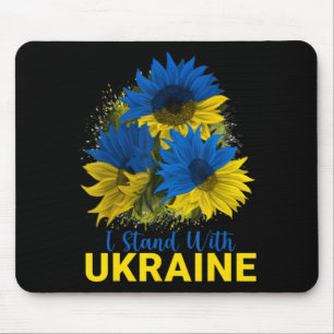 Tapis De Souris Je Me Tiens Avec L'Ukraine Drapeau De Tournesol Pa