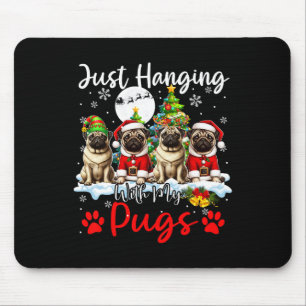Tapis De Souris Je Passe Juste Avec Mes Carlins Noël Trois Chiens