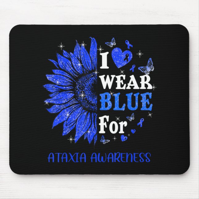 Tapis De Souris Je porte Blue Twinkle Heart Sunflower Ataxia Award (Devant)