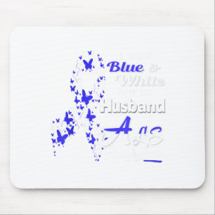 Tapis De Souris Je porte du bleu blanc pour mon mari - sensibilisa