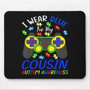 Tapis De Souris Je Porte Du Bleu Pour Cousin Kids Video Game Autis
