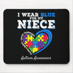 Tapis De Souris Je Porte Du Bleu Pour Ma Nièce Tante Oncle Autisme