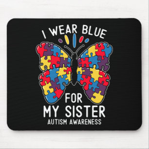 Tapis De Souris Je Porte Du Bleu Pour Ma Soeur Sensibilisation sur