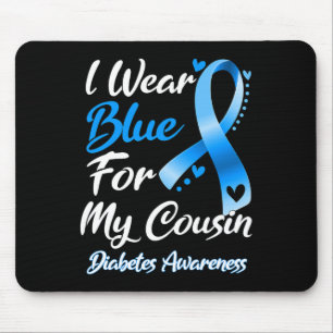 Tapis De Souris Je Porte Du Bleu Pour Mon Cousin Diabète Sensibili