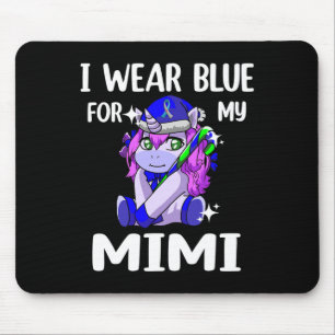 Tapis De Souris Je Porte Du Bleu Pour Mon Soutien Mimi Pour La Sen