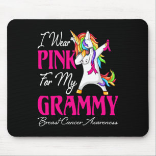 Tapis De Souris Je porte du rose pour ma mamie licorne cancer du s