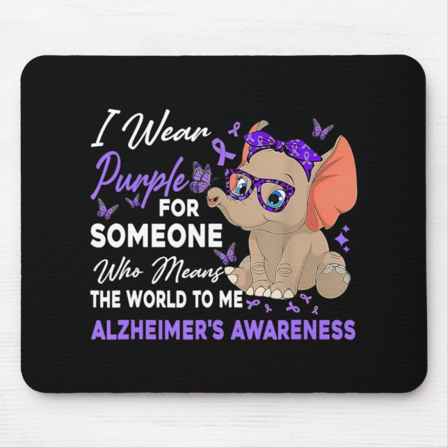 Tapis De Souris Je Porte Du Ruban Purple Elephant mignon Alzheimer (Devant)