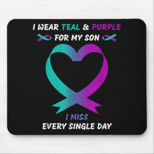 Tapis De Souris Je porte du sarcelle et du violet pour mon fils qu