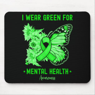 Tapis De Souris Je porte du vert pour la sensibilisation à la sant