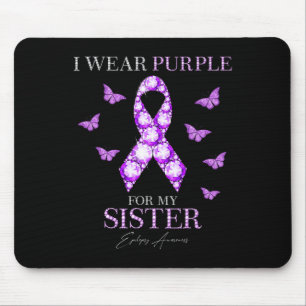 Tapis De Souris Je porte du violet pour ma sœur Mois de sensibilis