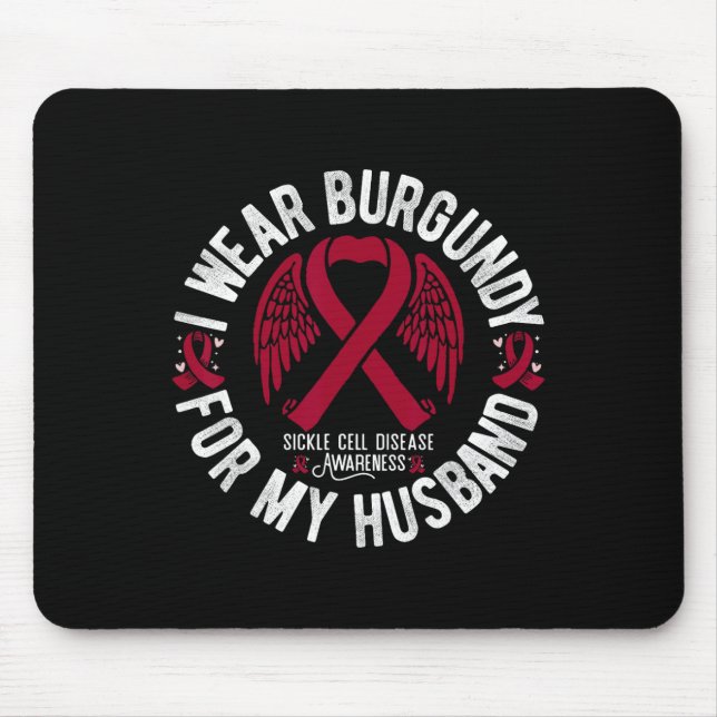 Tapis De Souris Je Porte La Bourgogne Pour Mon Mari Sickle Cell Aw (Devant)